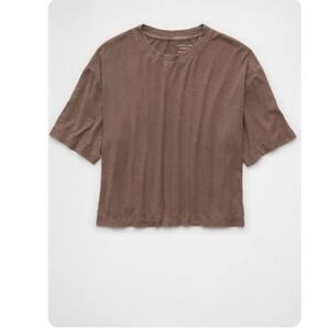 American Eagle Soft & Sexy Boxy T-shirt Ribbed Brown Size Medium